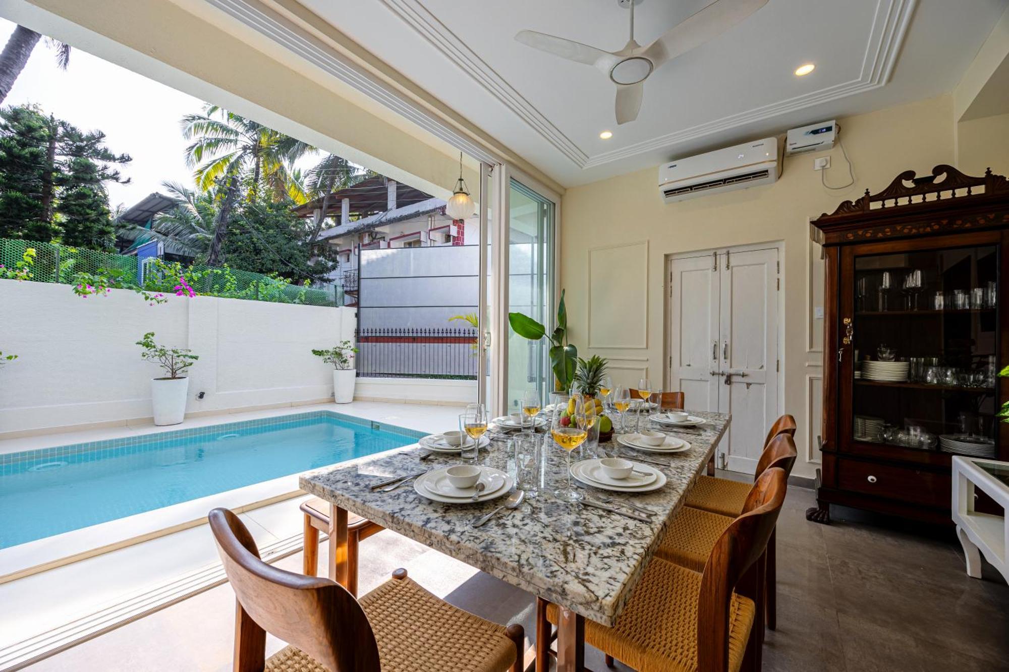 Elivaas 4 Bhk Villa Near Beach With Private Pool & Bar - Casa Boa Vida Candolim Exterior photo